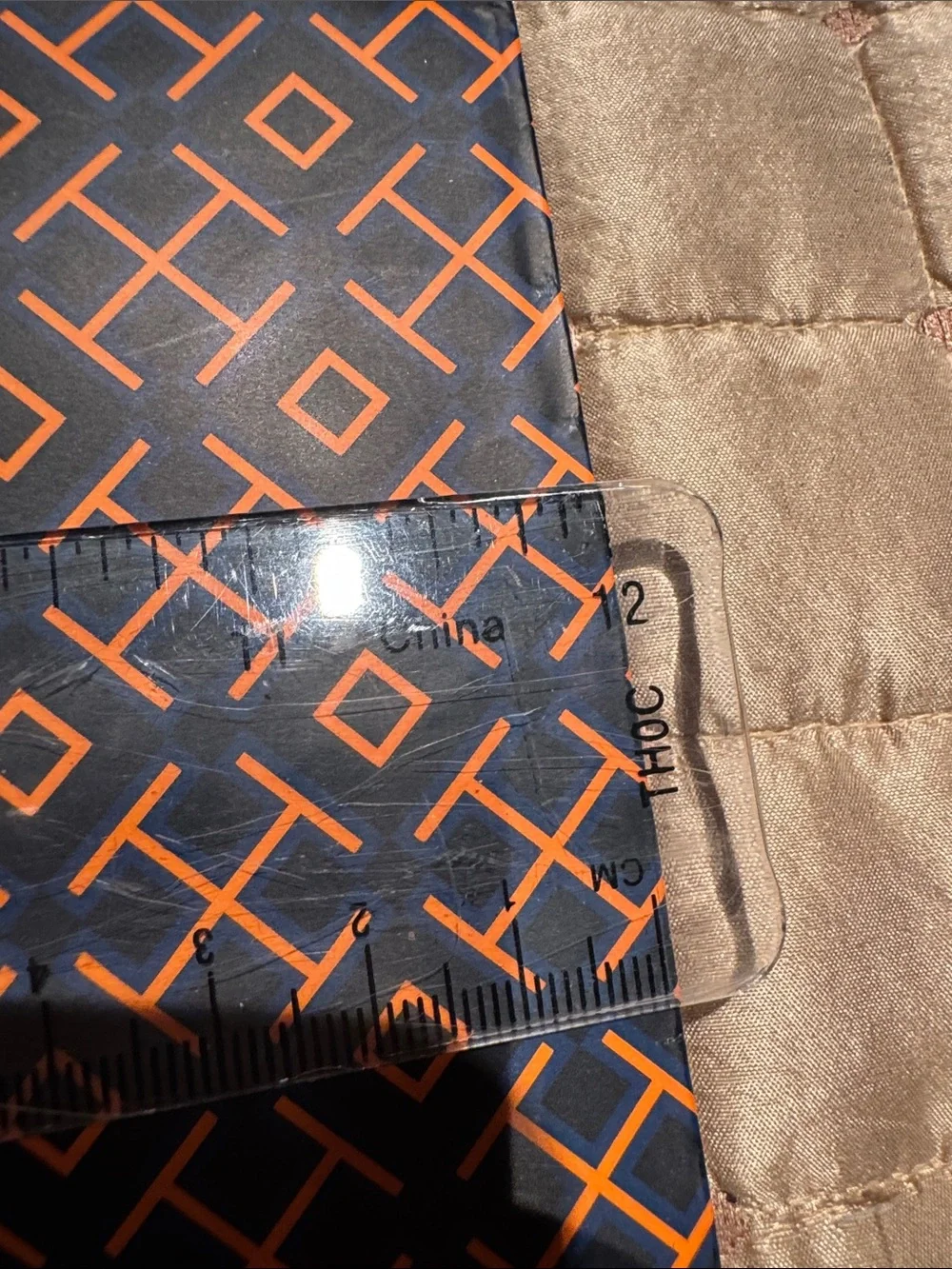 Tory Burch Navy and Orange Geometric Logo Tote